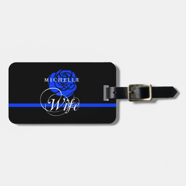 Polizei-Ehefrau-dünne blaue Linie Gepäckanhänger (Vorderseite horizontal)