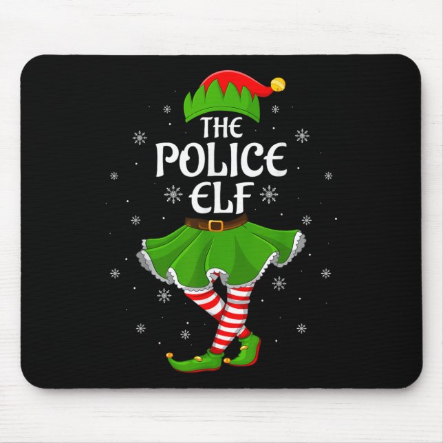 Polizei Elf Weihnachtsfamilie Mädchen Elf Squad Mousepad (Vorne)