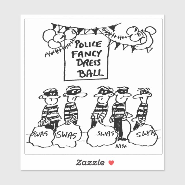Polizei Extravaganten Kleiderball Cartoon. Aufkleber (Blatt)