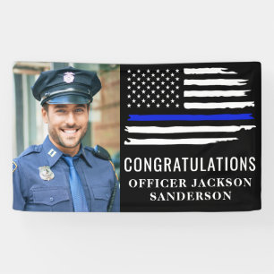 Polizei-Foto-Abschluss Blaue Linie Rechtsschutz Banner
