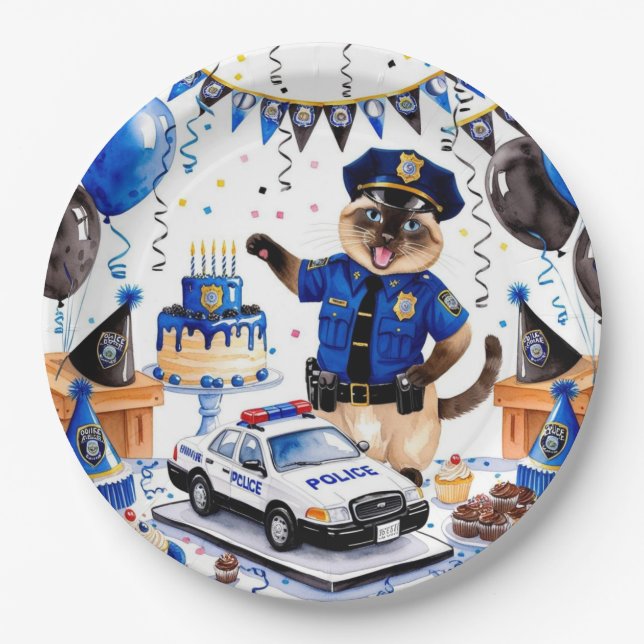 Polizei Geburtstag Pappteller (Vorderseite)