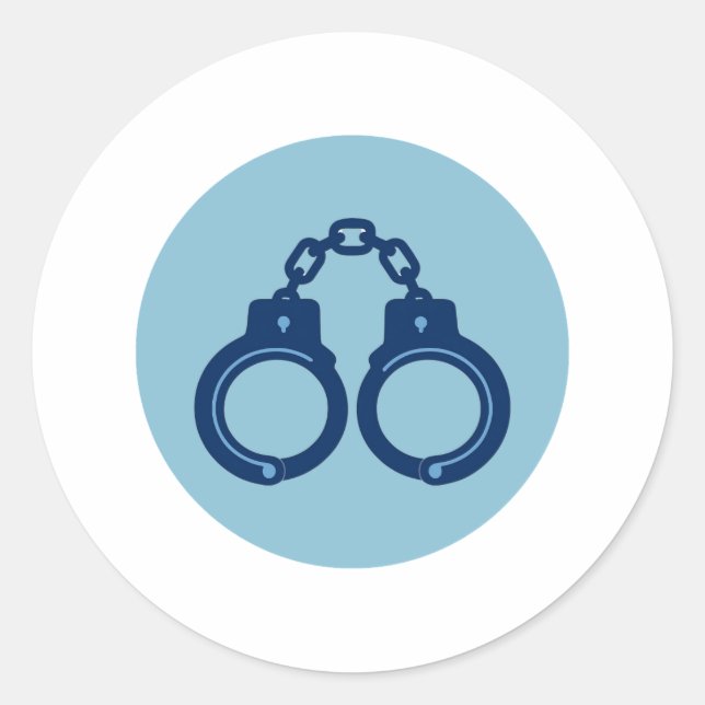 Polizei Handschellen Aufkleber | Dünne blaue Linie (Vorderseite)