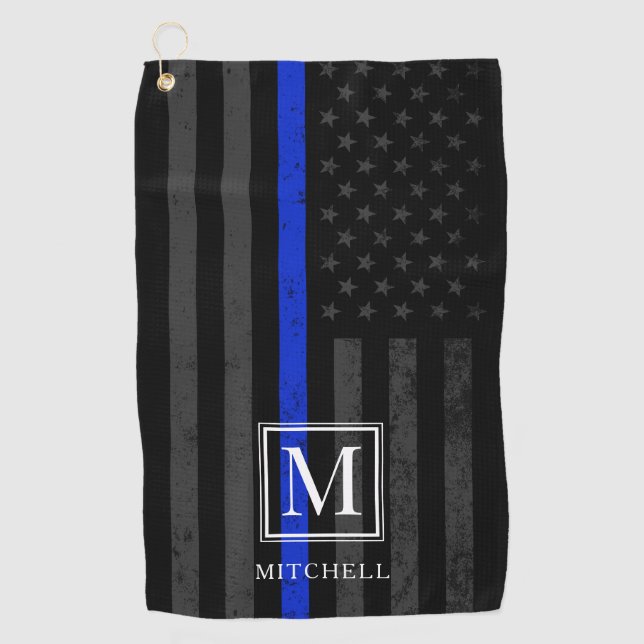 Polizei hielt die patriotische Flagge für | Monogr Golfhandtuch (Vorderseite)