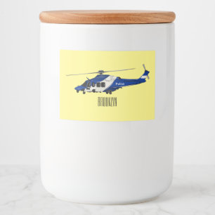 Polizei-Hubschrauber Cartoon-Illustration  Lebensmitteletikett