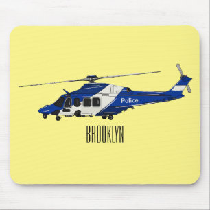 Polizei-Hubschrauber Cartoon-Illustration  Mousepad