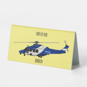 Polizei-Hubschrauber Cartoon-Illustration Tischaufsteller