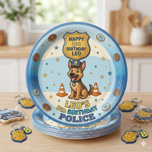 Polizei-Hund-Ruf an alle Einheiten Jungen Geburtst Pappteller