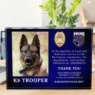 Polizei K9 Beauftragter für das Ruhestand Hunde St Acryl Auszeichnung