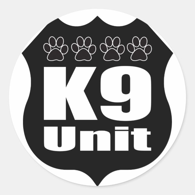 Polizei K9 Einheit Schwarzes Abzeichen Hundepfeife Runder Aufkleber (Vorderseite)