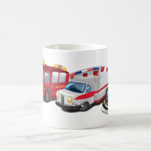 Polizei-, Krankenwagen- und Feuerwehrfahrzeuge Kaffeetasse