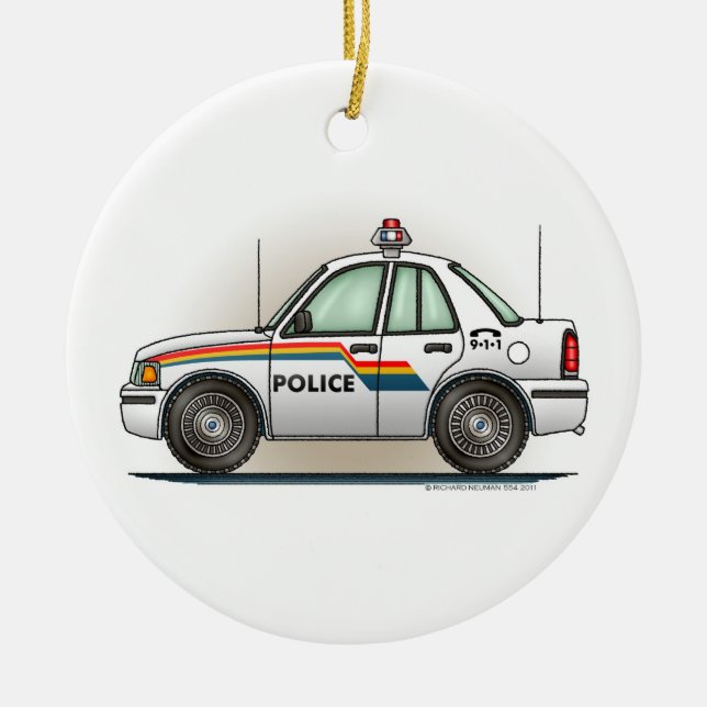 Polizei-Kreuzer-Auto-Polizist-Auto-Verzierung Keramik Ornament (Vorne)