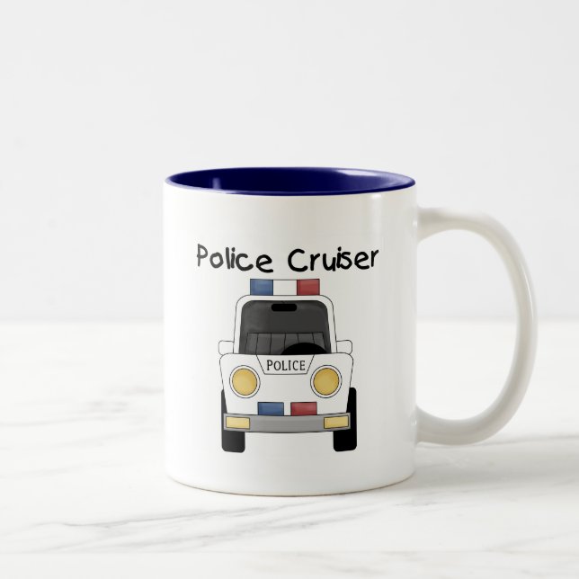 Polizei-Kreuzer-T-Shirts und Geschenke Zweifarbige Tasse (Rechts)