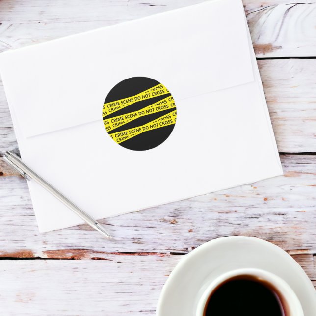 Polizei-Kriminalitätsband Runder Aufkleber (Police Crime Scene Tape stickers from Ricaso)