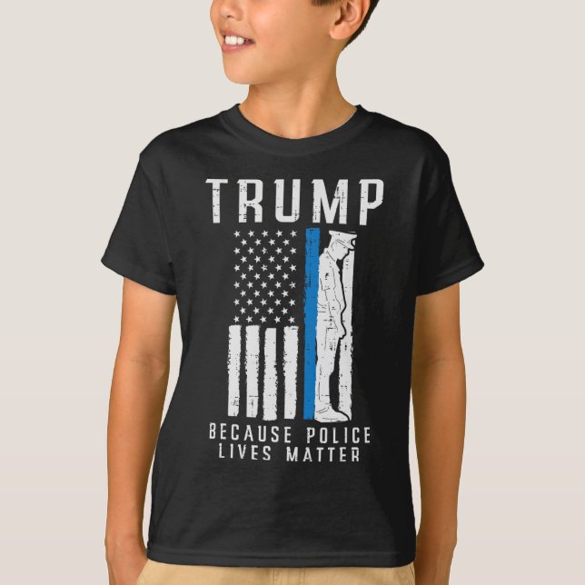 Polizei lebt Problem Pro Trump Thin Blue Line US F T-Shirt (Vorderseite)