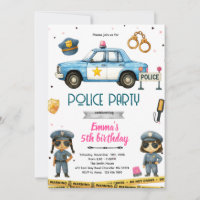 Polizei-Mädchen-Party-Themen-Einladung