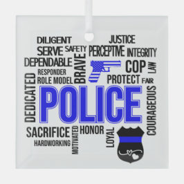 Polizei mit Words Glass Ornament Aus Glas