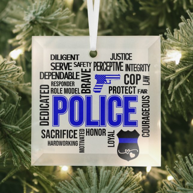Polizei mit Words Glass Ornament Aus Glas (Insitu)