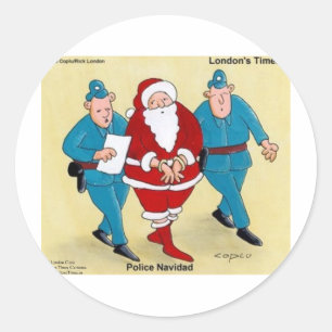 Polizei Navidad Lustige Weihnachten Santa Geschenk Runder Aufkleber