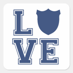 Polizei-Offizier-Abzeichen - L O V E Quadratischer Aufkleber
