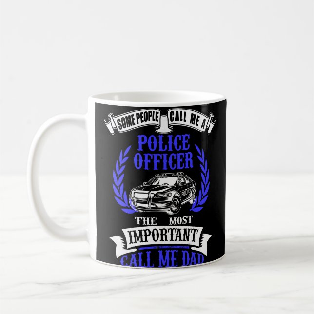 Polizei-Offizier-Vater-Auto-Weiß u. Blau Kaffeetasse (Links)