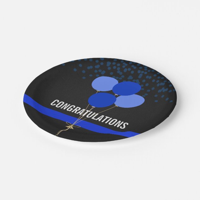 Polizei-Party-Themed Glückwünsche Pappteller (Schrägansicht)