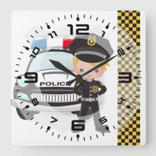 Polizei Quadratische Wanduhr