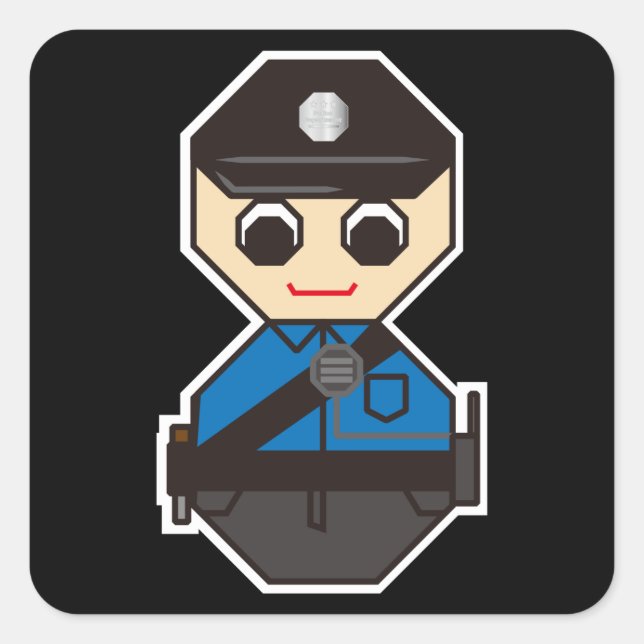 Polizei Quadratischer Aufkleber (Vorderseite)