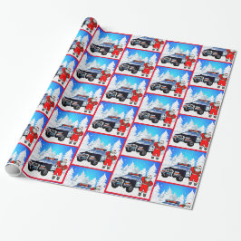 Polizei Santa Police Car Winter Szene Weihnachten Geschenkpapier