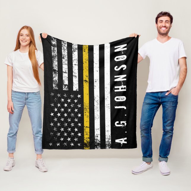 Polizei schickt | dünne Goldlinie Flagge Fleecedecke (Beispiel)
