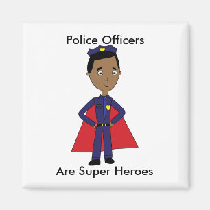Polizei-Superheld-Afroamerikaner personifizieren Magnet