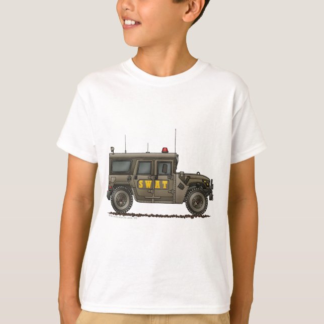 Polizei-SWAT-Team-Hummer-Gesetzesvollstreckung T-Shirt (Vorderseite)