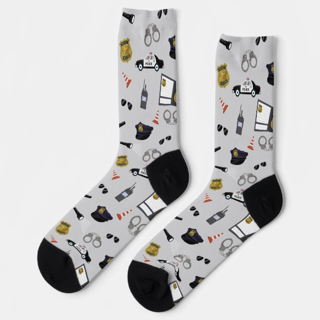 Polizei Thema Polizist Cop Muster Socken (Linkes Detail)