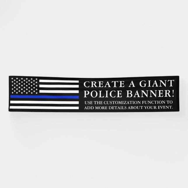 Polizei-themenorientierte amerikanische Flagge Banner (Horizontal)