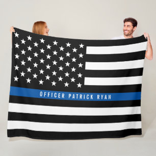 Polizei Thin Blue Line American Flag Monogramm gro Fleecedecke