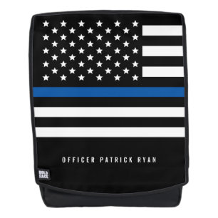Polizei Thin Blue Line American Flag Name Rucksack