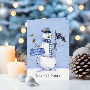 Polizei Thin Blue Line Flag Frohe Weihnachten Schn