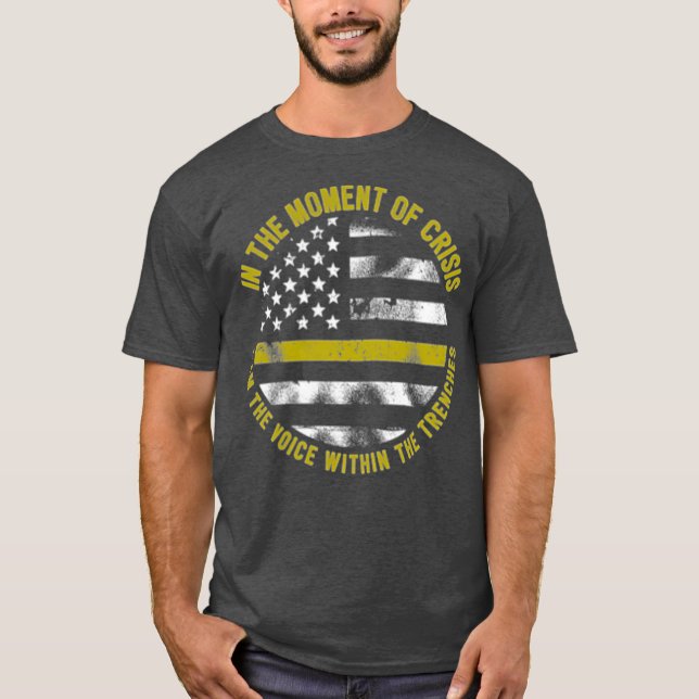 Polizei und Feuer 911 Schiffswerfer-Goldlinie T-Shirt (Vorderseite)
