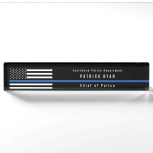 Polizei verdünnt blaue Linie die amerikanische mi Namensplakette