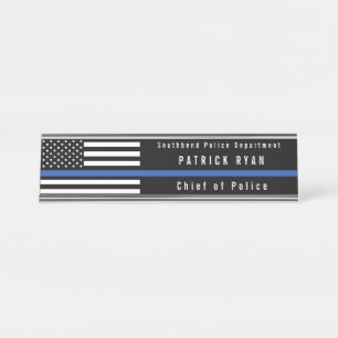 Polizei verdünnt blaue Linie die amerikanische mi Schreibtischnamensplakette
