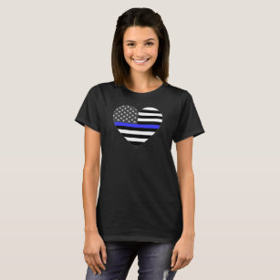 Polizei verdünnt Blue Line-Flagge-Herz T-Shirt