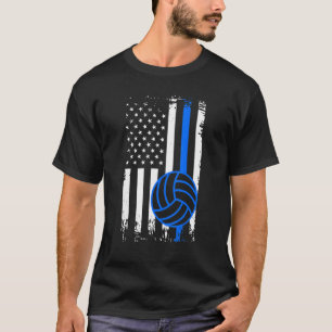 Polizei Volleyball Spieler Patriotische Amerikanis T-Shirt