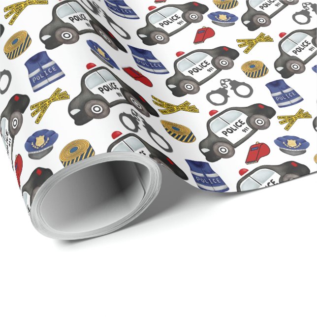Polizei-Wrapper Geschenkpapier (Rolleneckpunkt)