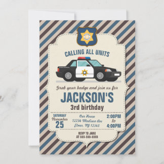 Polizei zum Geburtstag Einladung / Retro Polizeiwa