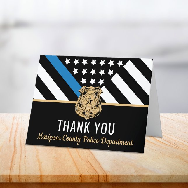 Polizeiabteilung Thin Blue Line Strafverfolgung Dankeskarte (Police Department Thin Blue Line Law Enforcement Thank You Card)