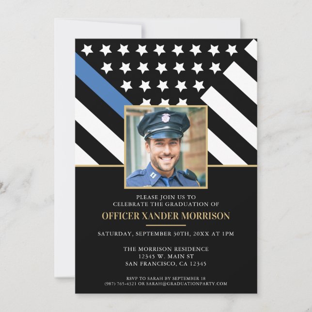 Polizeiakademie Abschluss Foto für Strafverfolgung Einladung (Vorderseite)