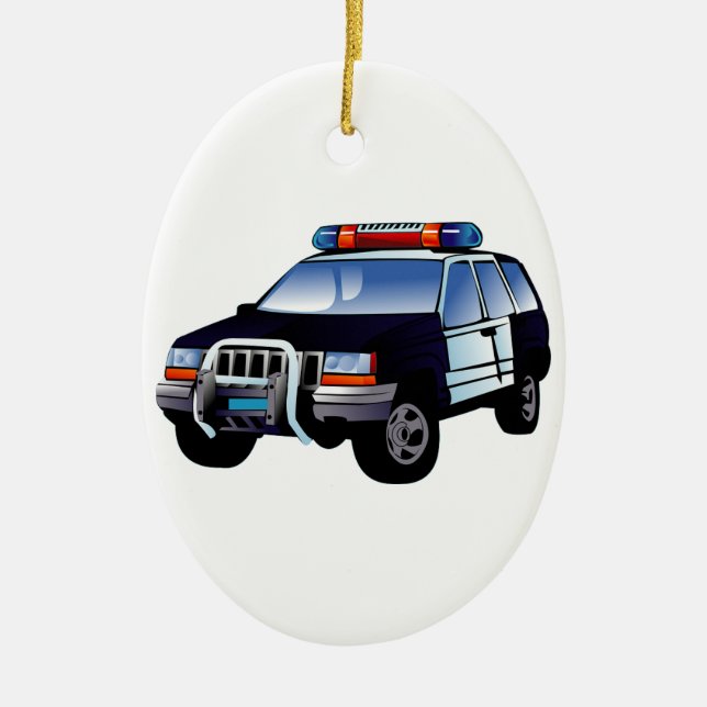 Polizeiamt Design Auto Digitale Kunst Zielort Keramikornament (Vorne)