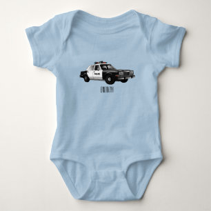 Polizeiauto Cartoon-Illustration Baby Strampler