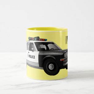 Polizeiauto Cartoon-Illustration Zweifarbige Tasse