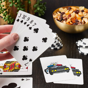 Polizeiauto mit blinkenden Sirenenlichtern Spielkarten