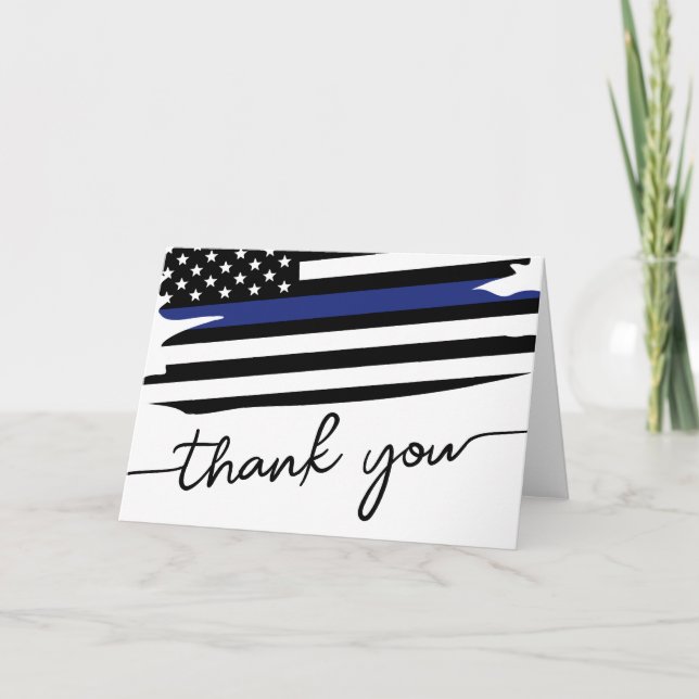Polizeibeamte für die blaue Linie mit Elegant Dankeskarte (Vorderseite)